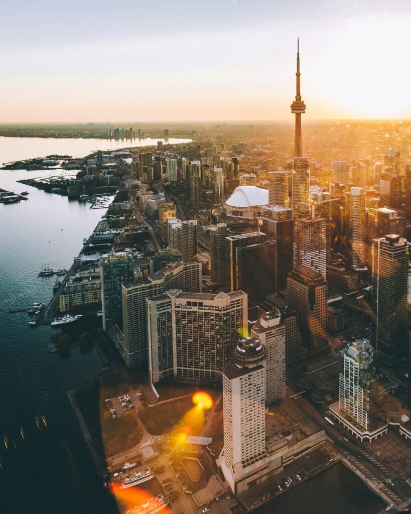 Canadian city waterfront and skyline